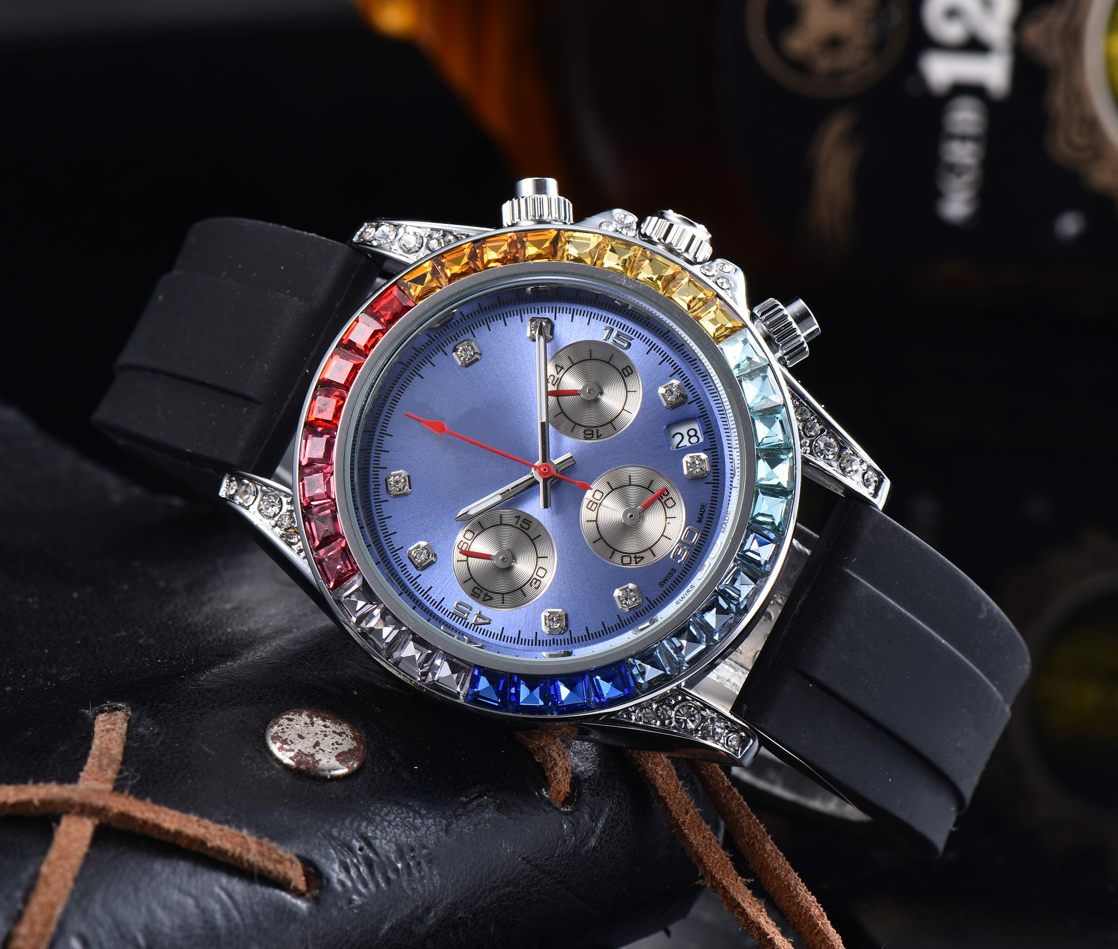 Mens DAYity TONASity Automatic quartz Movement watch multifunction Wristwatch Designers Men Watches Stainless Steel Strap Gold Wristwatches Montre de luxe #324