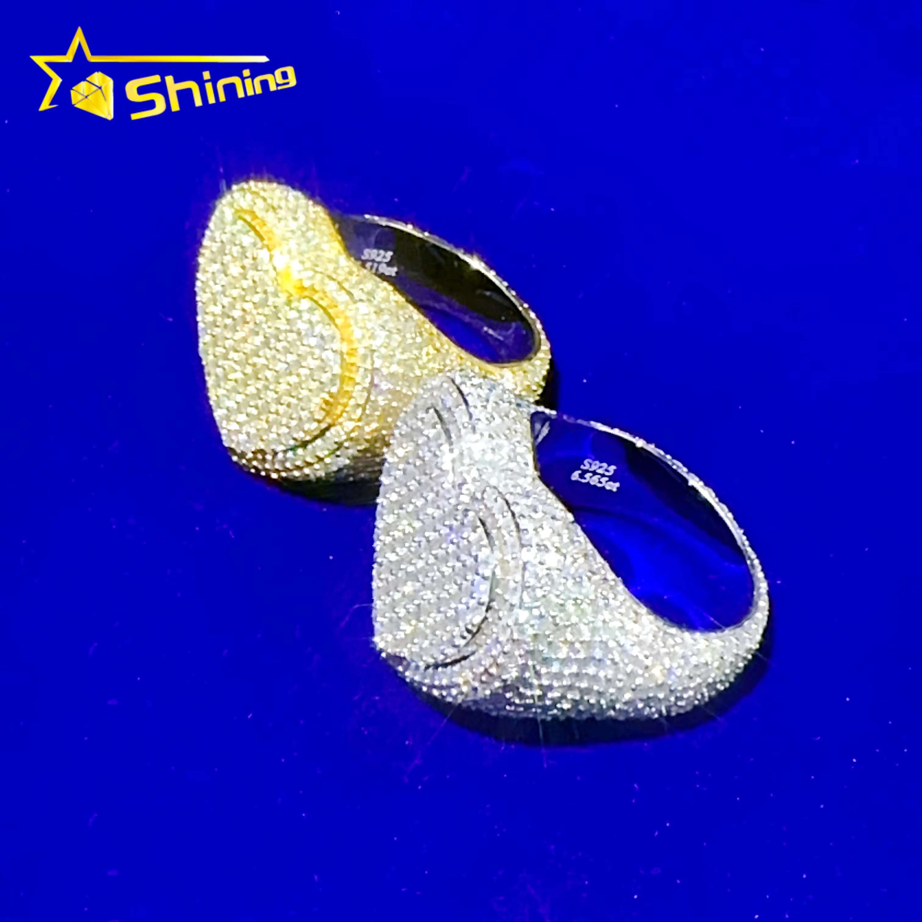 Iced Out Sier Jewelry Lab Dia Rings Hiphop Layer Heart Moissanite Ring with GRA Certificate