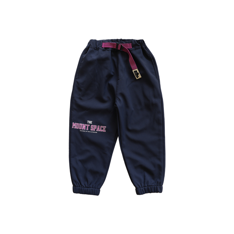 Kids' Outdoor Contrast-Color Pocket Fleece-Lined Pants, Water-Repellent Textured Mountain-Style Cargo Joggers, New Season Hiking & Daily Wear 25A