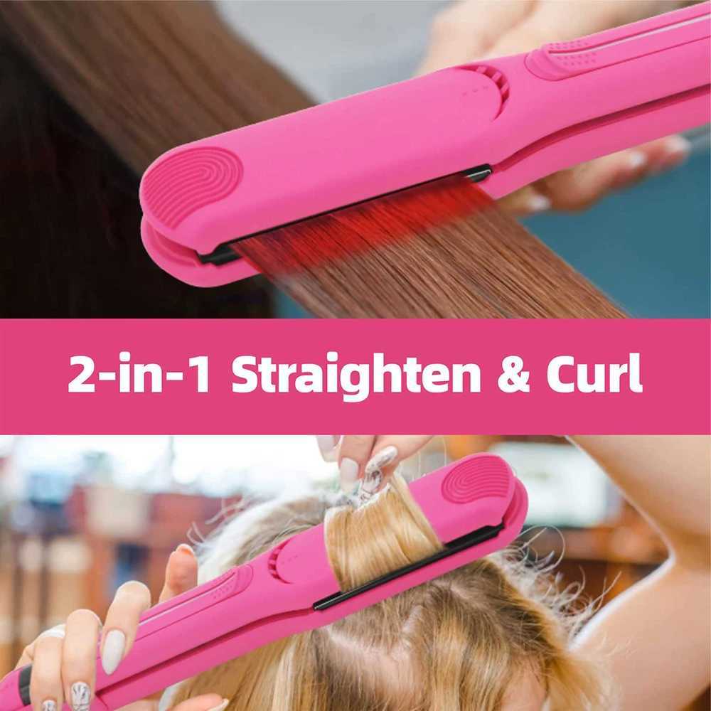 Infrared Flat Iron 450. F / 230 2 In 1 Professional Salon Hair Straightener Curler Ceramic Coated Plate Hair Styler 100-240V W250610
