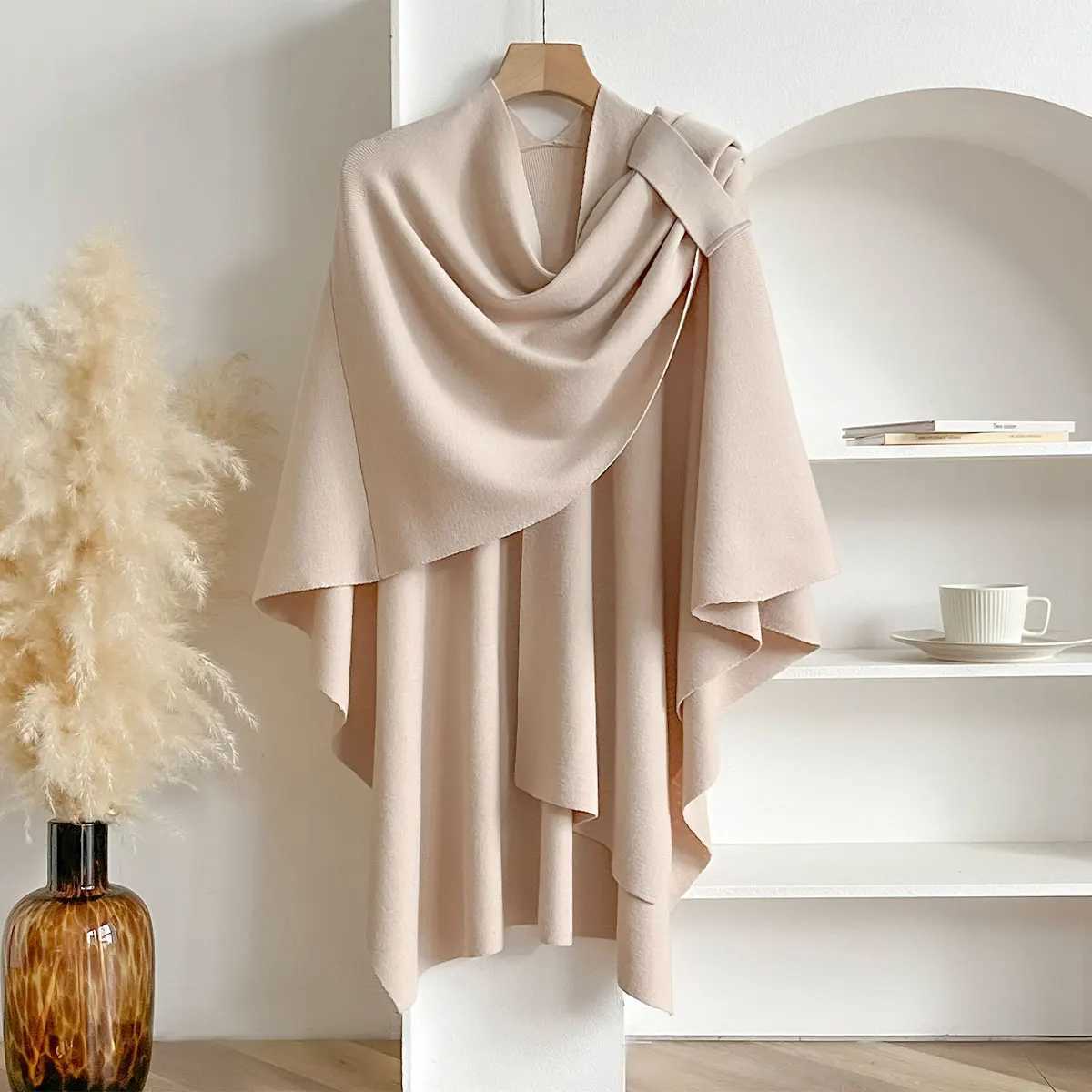 Women Poncho Winter Warm Solid Color Shawl Double Sided Designer Blanket Luxury Scarf Female Cloak Cashmere Pashmina Cape Stole G251118