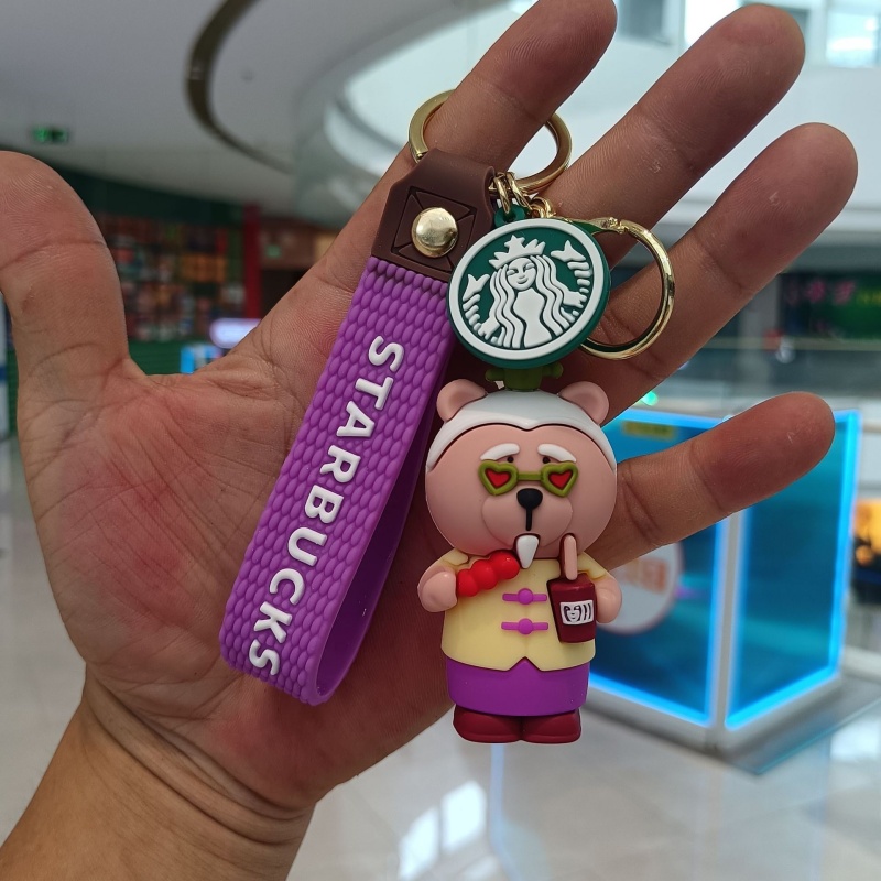 Free shipping Keychains Lanyards Starbucks Bear Keychain Cartoon Exquisite Car Keychain Doll Bag Pendant fashion simple