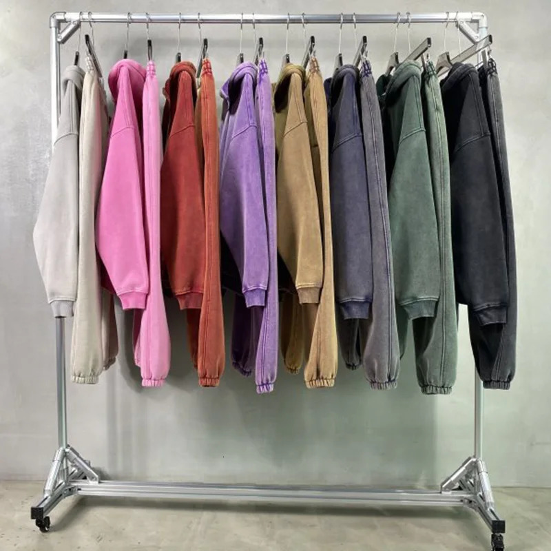 Mens Heavy Cotton Washed Hoodies Suit for Winter Sweatpant Set Loose Fit Streetwear Uniform Women Retro Jogger Tracksuit 251112