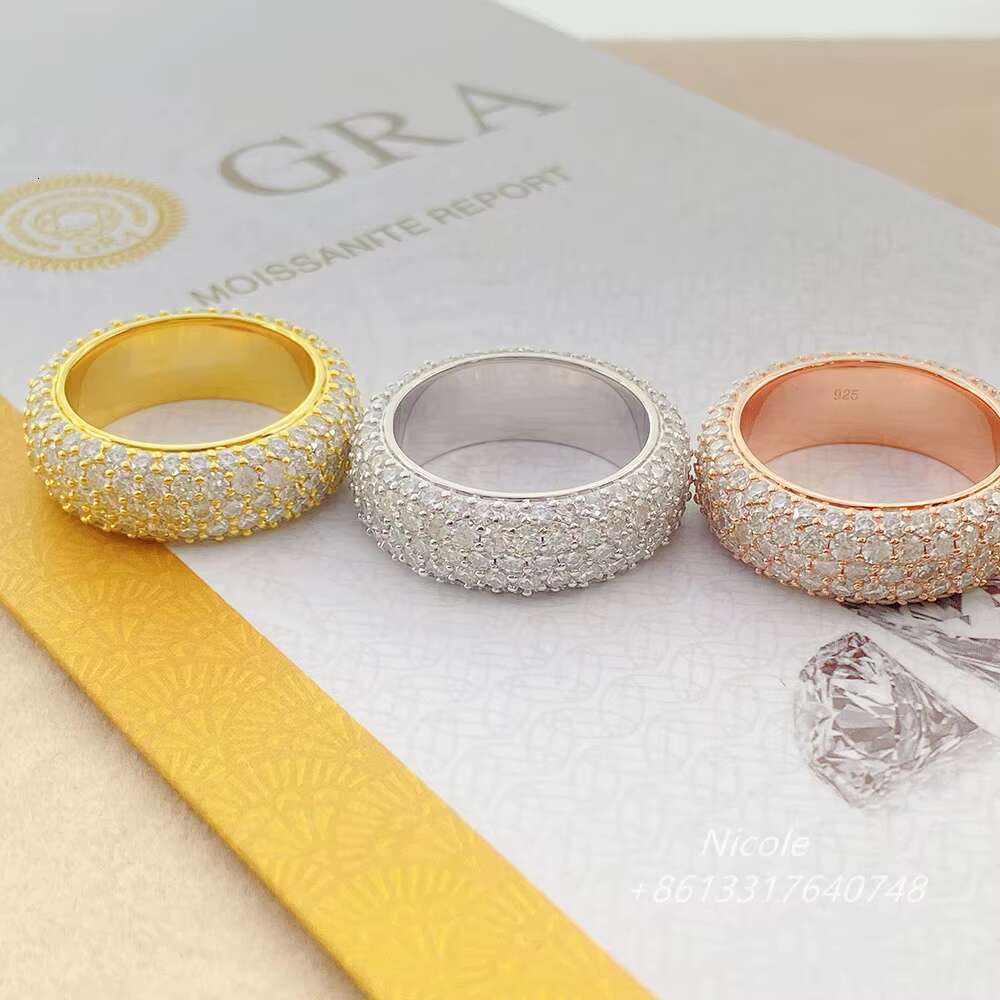 New Styles Pass Dia Tester Sier Stones VVS Moissanite Dimoand Iced Out Eternity Band Ring