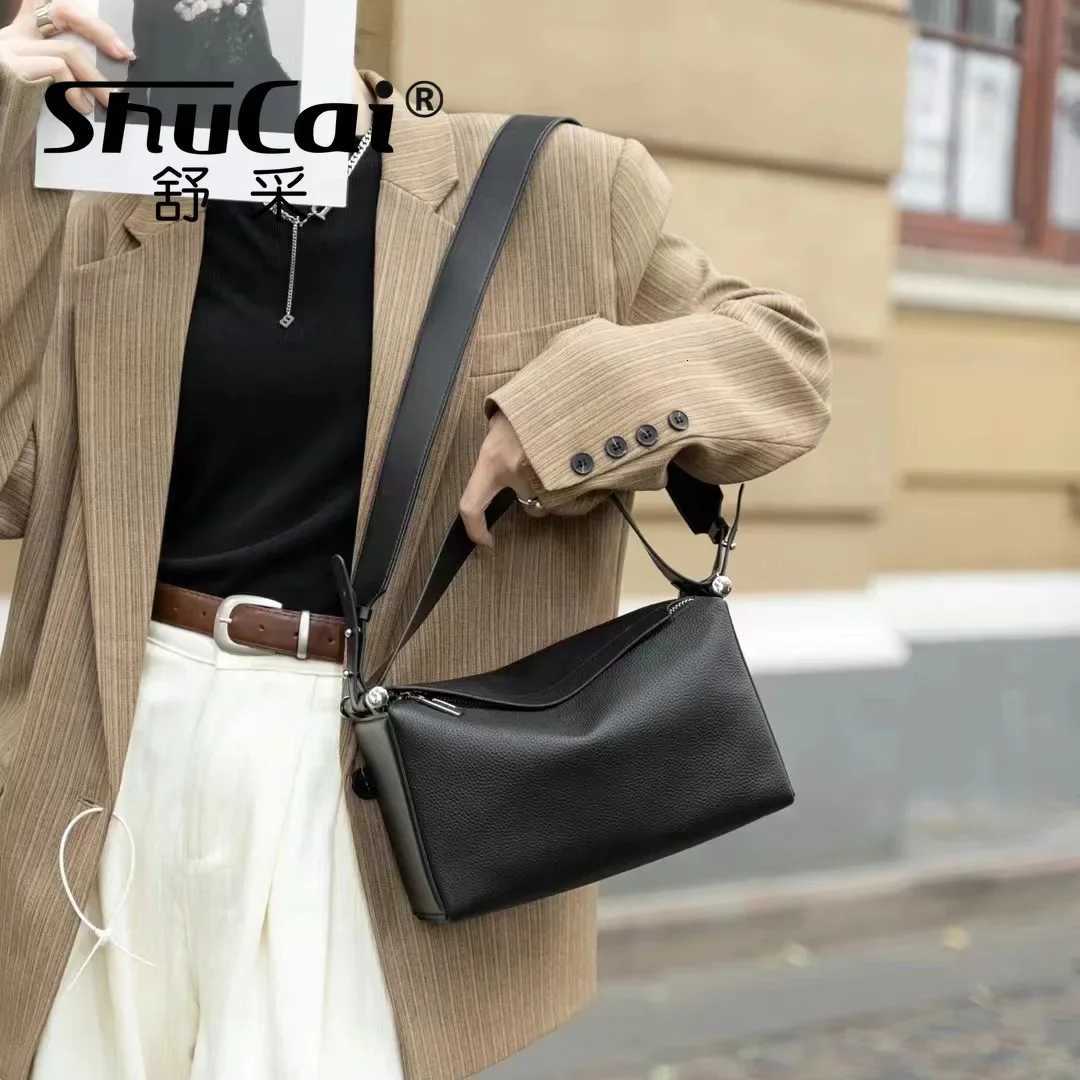 Cowhide Womens Purple Armpit Bag 2025 New Luxury Designer Fashion Genuine Leather Shoulder Crossbody Boston Pillow Bag FemaleW251118