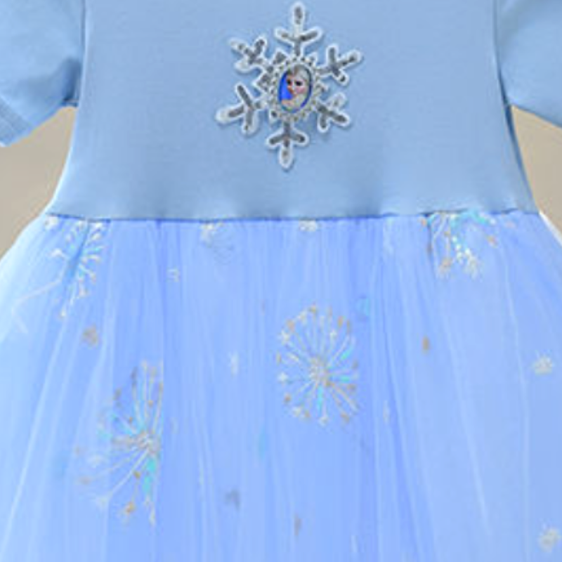 DISNEY kids designer clothes Frozen Elsa Princess Dress for Girls Summer Short Sleeve Baby Dress Children Net Dress Comfortable and soft.