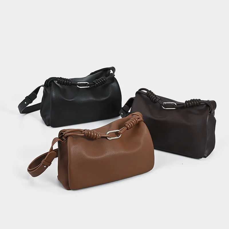 NEW Elegant Luxury Cowhide Crossbody Shoulder BagDrawstring Pleated Lucky BagDesigner Solid Color Womens Bucket HandbagW251118