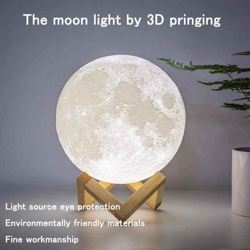 2024 LED Night Light 3D Print Moon Lamp Rechargeable Color Change 3D Light Touch Moon Lamp Childrens Lights Night Lamp for Home M251118