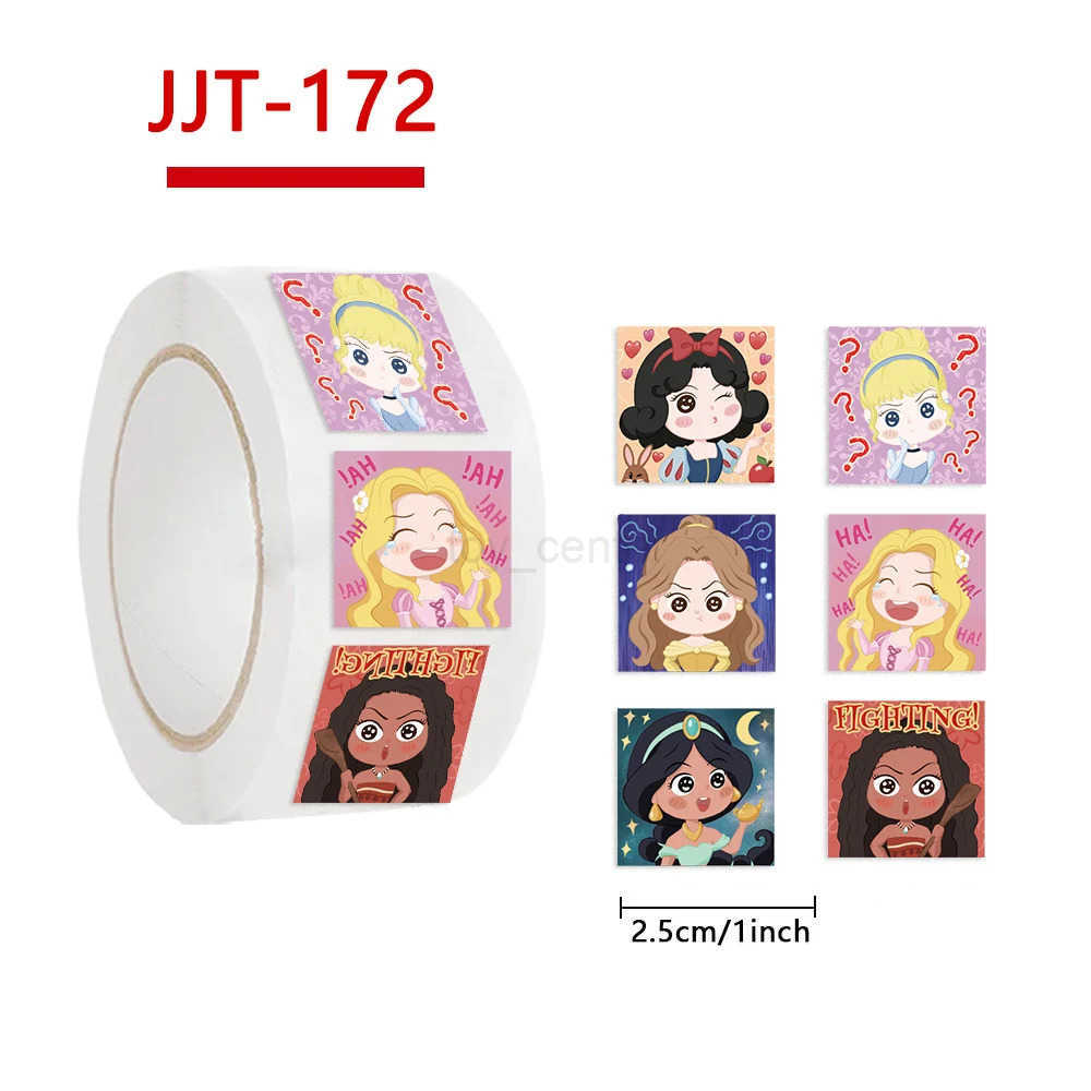 Disney 500pcs/roll Cute Cartoon Disney Princess Reward Stickers Kawaii Anime Kids Decals Decoration Laptop Phone Sealing Label Sticker W20250418 W2025