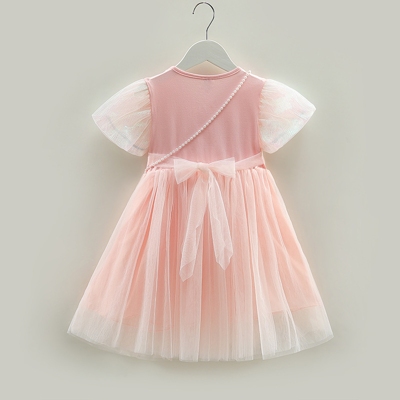 DISNEY Girl short-sleeved baby Elsa princess designer clothes toddler dress summer party dress tulle dress Soft fabric comfortable