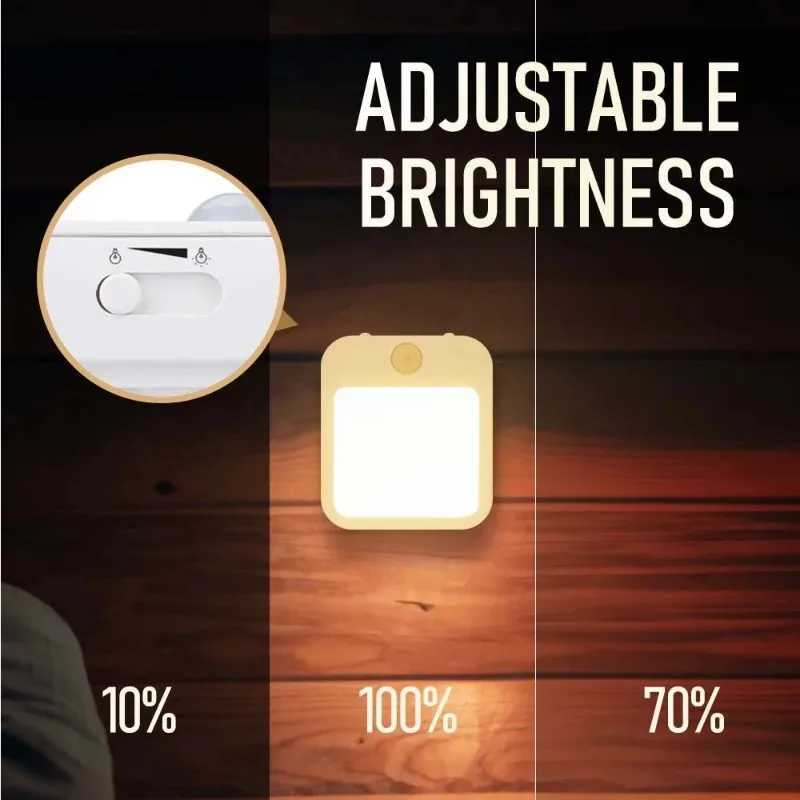 Motion Sensor Night Light LED Dimmable Bedside Lamp EU/US Plug Kids Nursery Corridor Lighting Wireless Touchless Night Lamp M251118