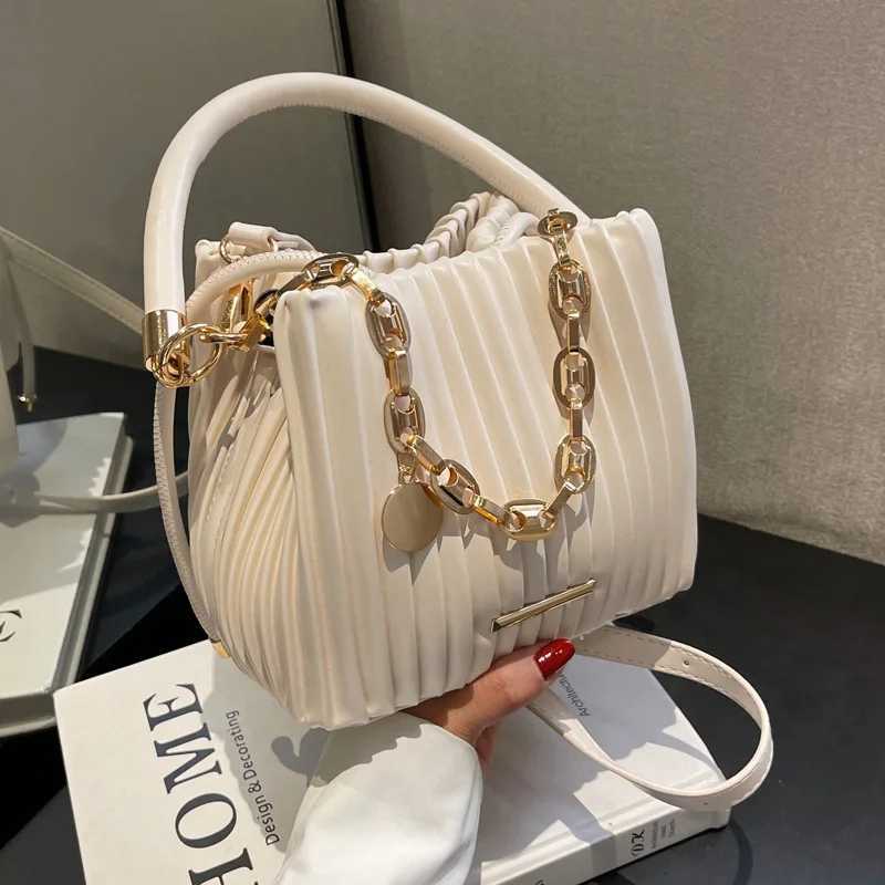 Fashion Pink PU Bucket Bag Handheld Crossbody Lady New Womens Chain Niche Shoulder Drawstring Bucket BagsW251118