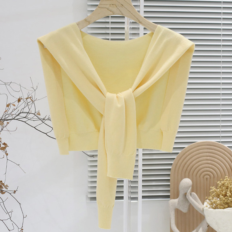 K429 Autumn and winter wool fake collar shoulder shawl knitted knotted scarf shirt outer wear warm neck waistcoat scarf