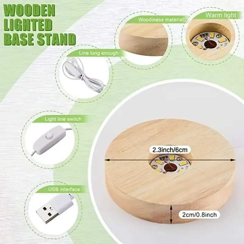 Led Usb Display Light Display Stand Lamp Holder Lamp Art Ornament Wood Desktop Decorative Lights Light Base Night Light Wooden M251118