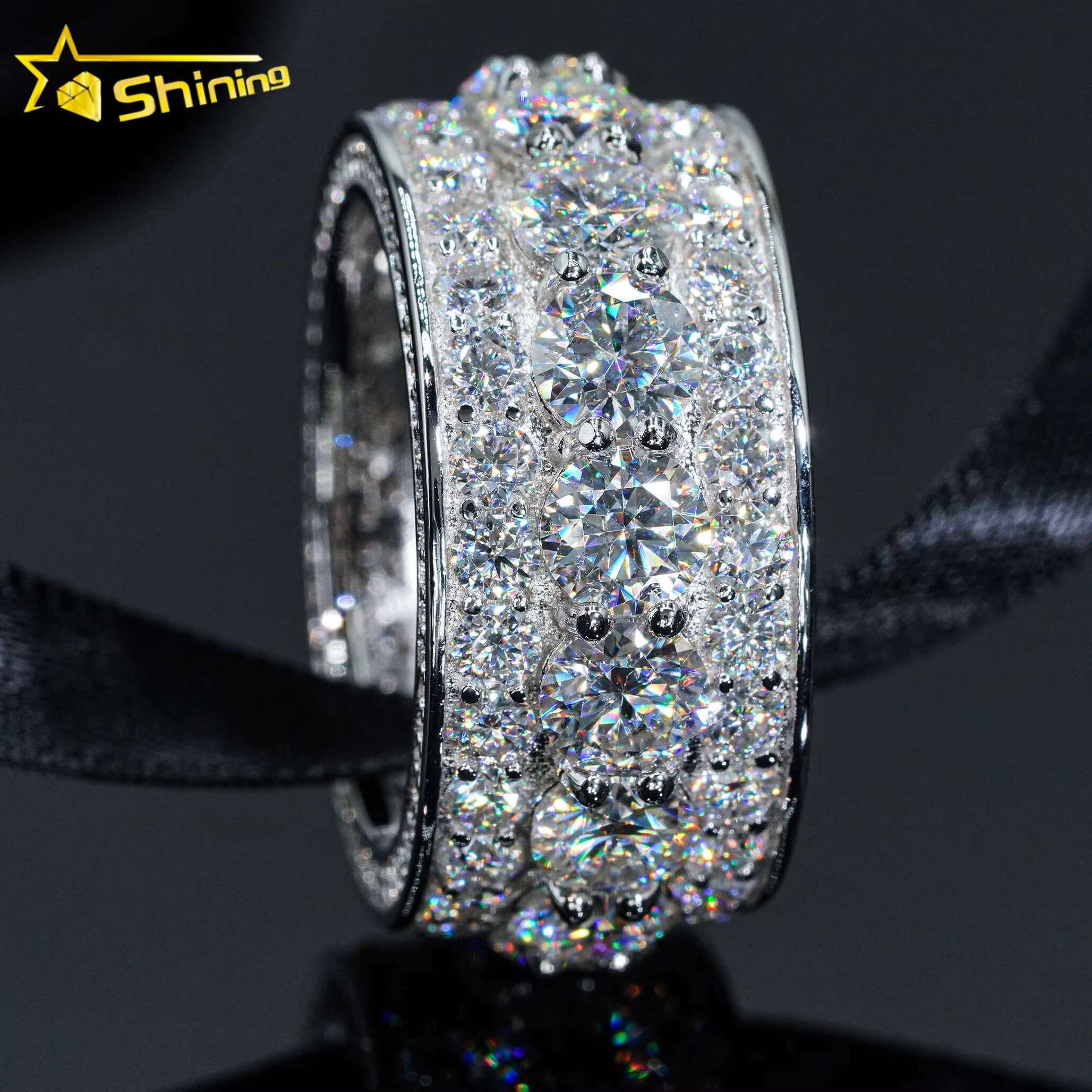 Hot Sale Fine Men Engagement Rings Sier Moissanite Dia Ring Iced Out Jewelry