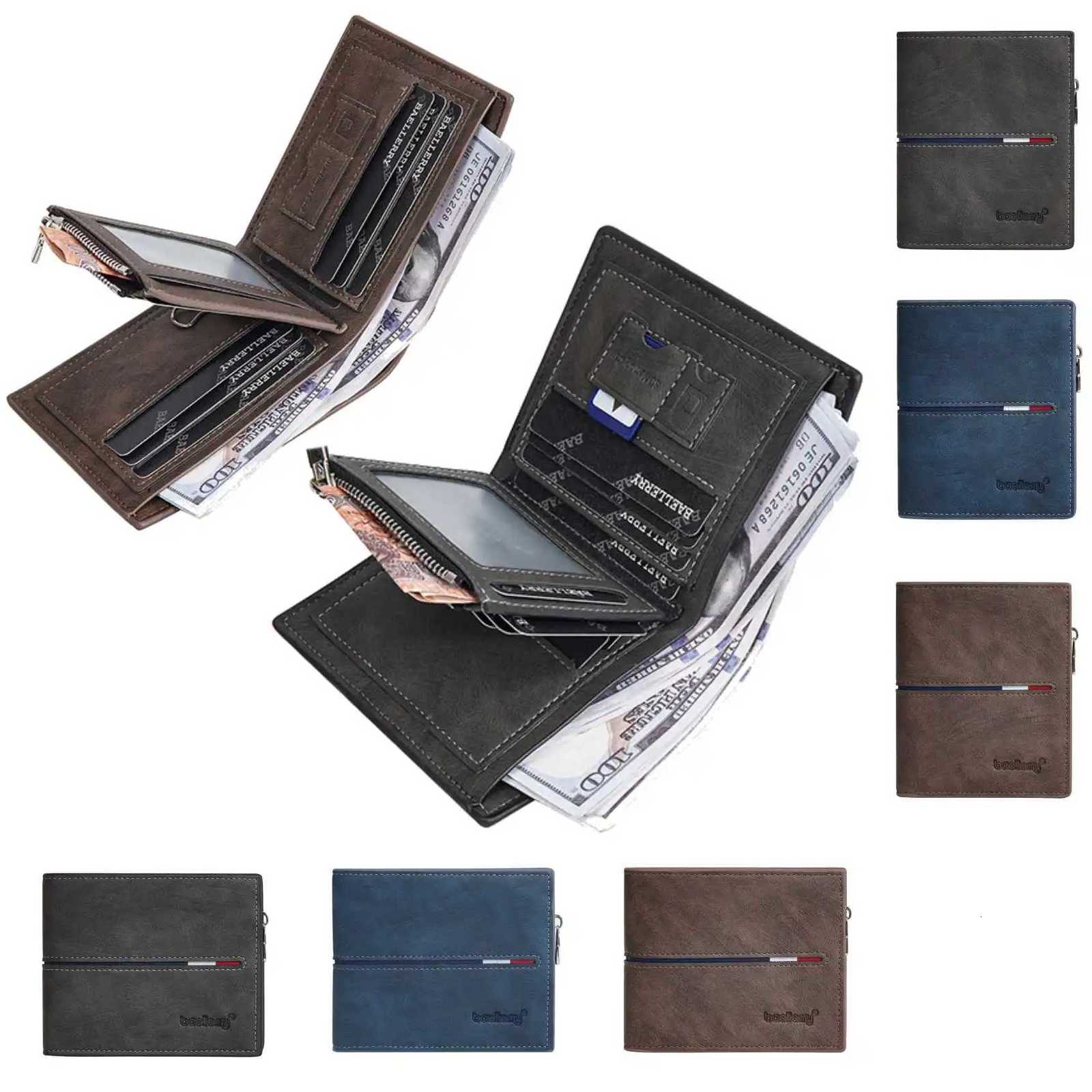 Colorblock Multi-Card Trifold Horizontal And Vertical Card Holder New Trend Mens Short Wallet Fashion Casual Zipper Coin PurseT251119