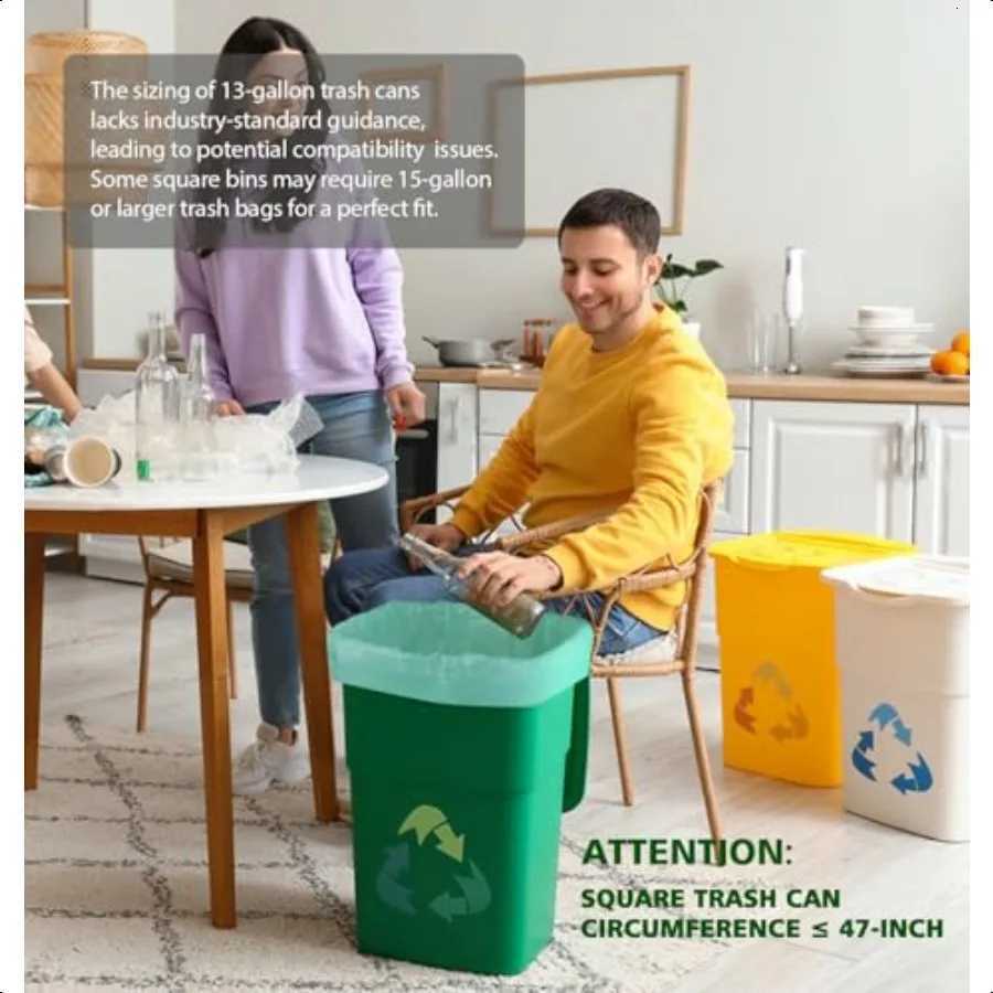 Compostable Trash Bags 13 Gallon Tall Kitchen 45 Count Biodegradable Trash Bags 13 Gallon Garbage Bag Large Compost Bag for Kit C251119