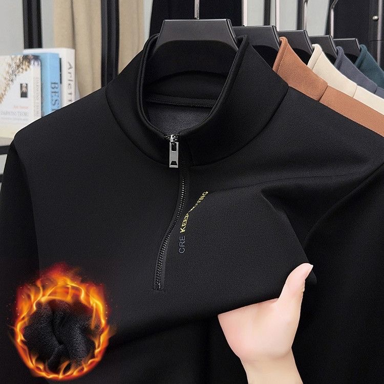 OLOEY 5A New Designer Sweatshirt Thickened Men's Half Zipper Hoodie for Autumn and Winter Casual Warmth, New High Collar Long Sleeve self-cultiva