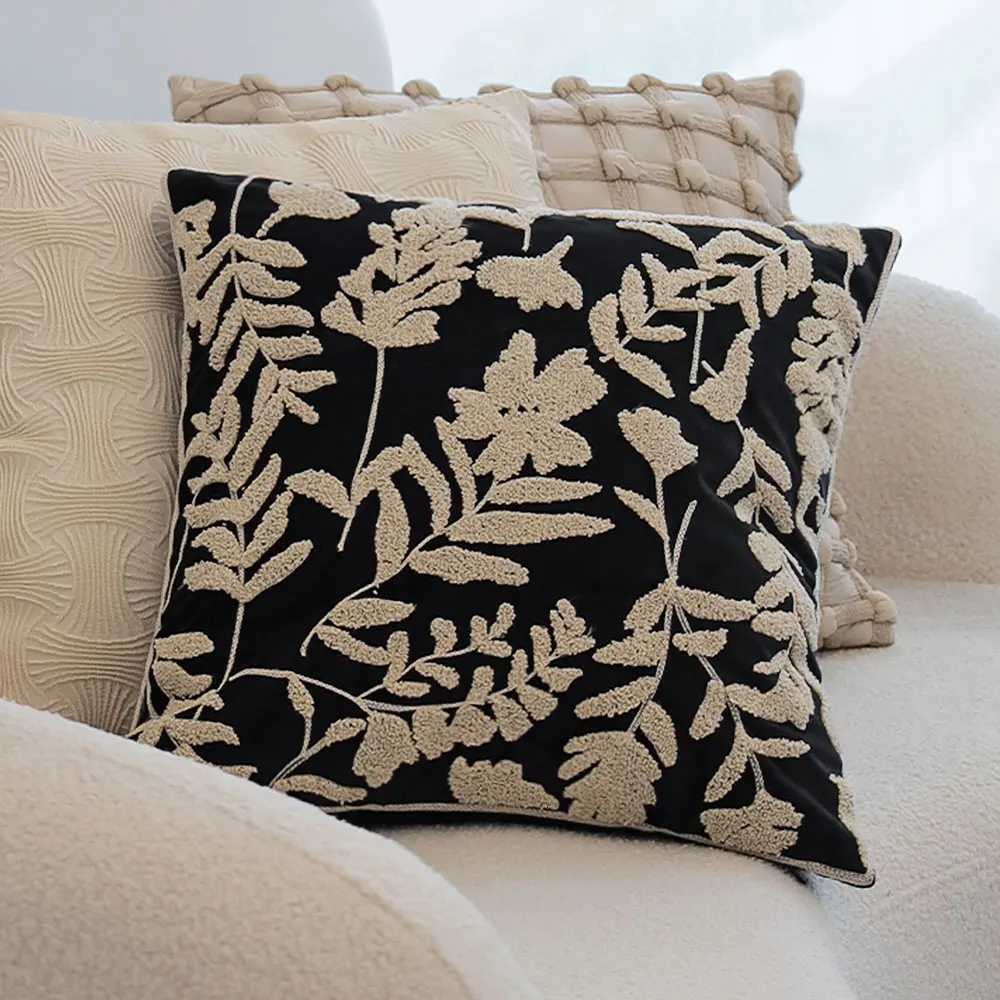 Floral Embroidery Decorative Throw Cover Nordic Style Sofa Living Room Soft case 45x45 Cushion Covers Home DecorM251119