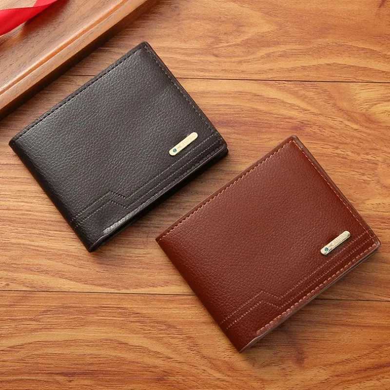 Personalized Custom Name Bifold Short Wallet Casual Lychee Patterned Soft Leather Mans Wallet Multi Card Slot PU Leather PurseT251119