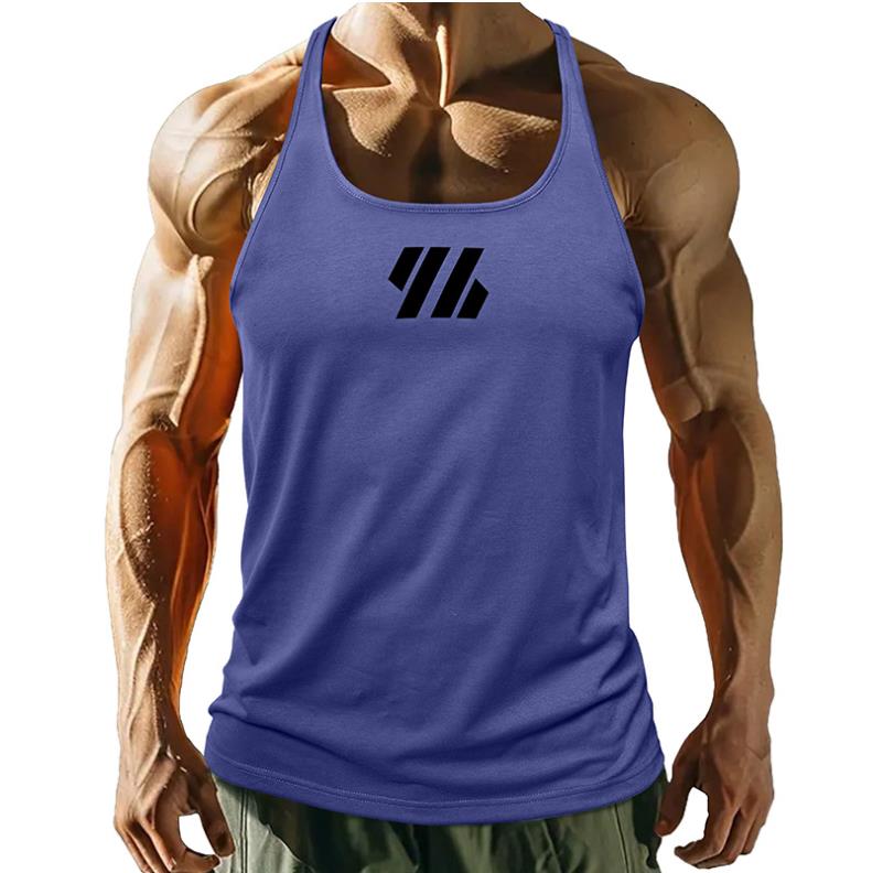 XXXL Mens Cotton Tank Tops Gym Fitness Muscle Sleeveless Shirt Male Printing Undershirt Basketball Bodybuilding Sports Vest Running Training Tops