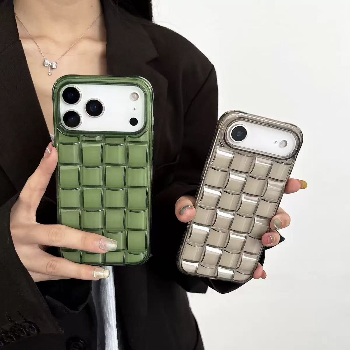 Transparent Woven Pattern Phone Case Suitable for iPhone 17/16 Pro Max Soft Simple Solid Color Protective Case iPhone 15 Pro