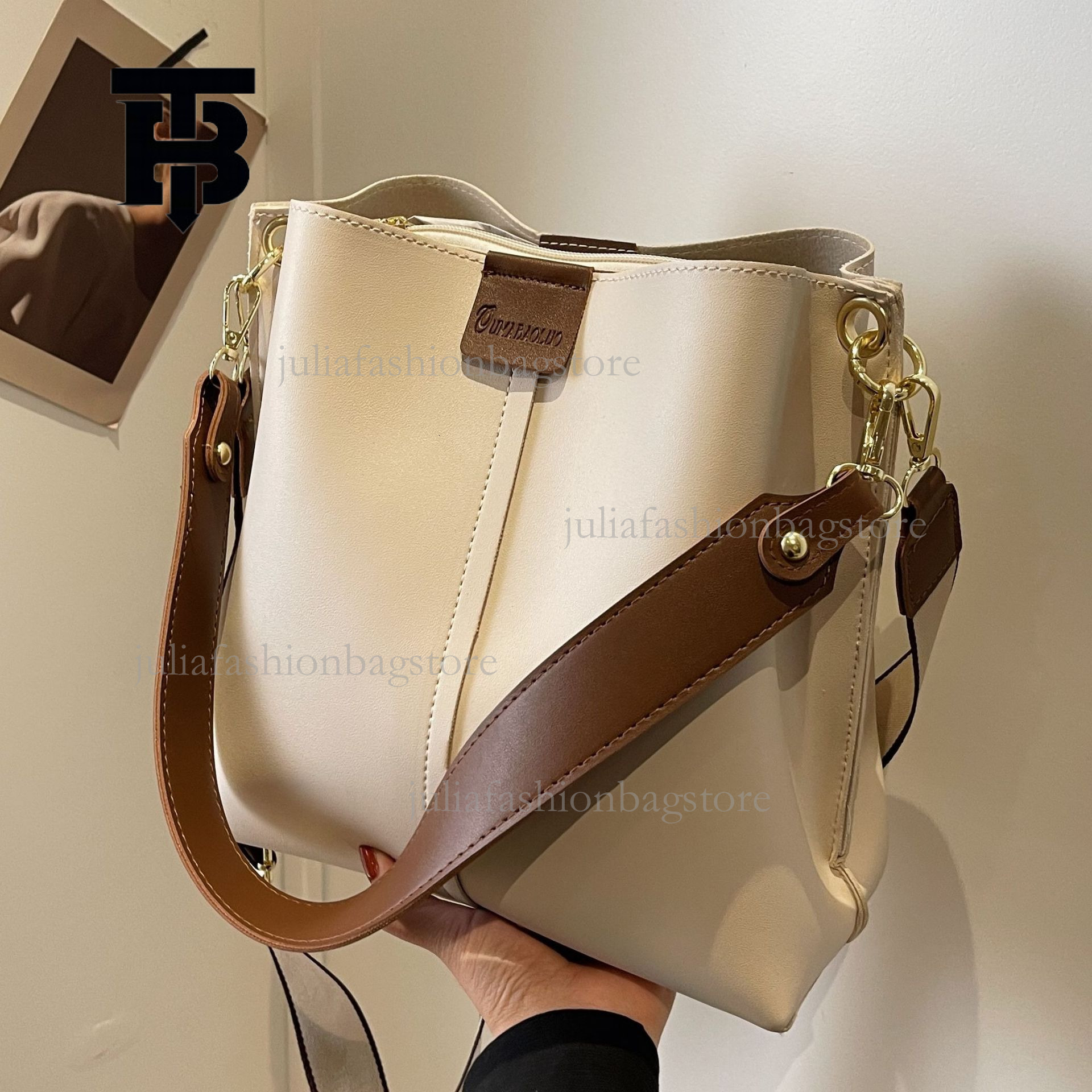 TB BHULAMTE Designer Women's Large Capacity Bucket Bag New Retro Fashion Single Shoulder Crossbody Bag Fashion Brand Luxury Handbag Versatile Sho