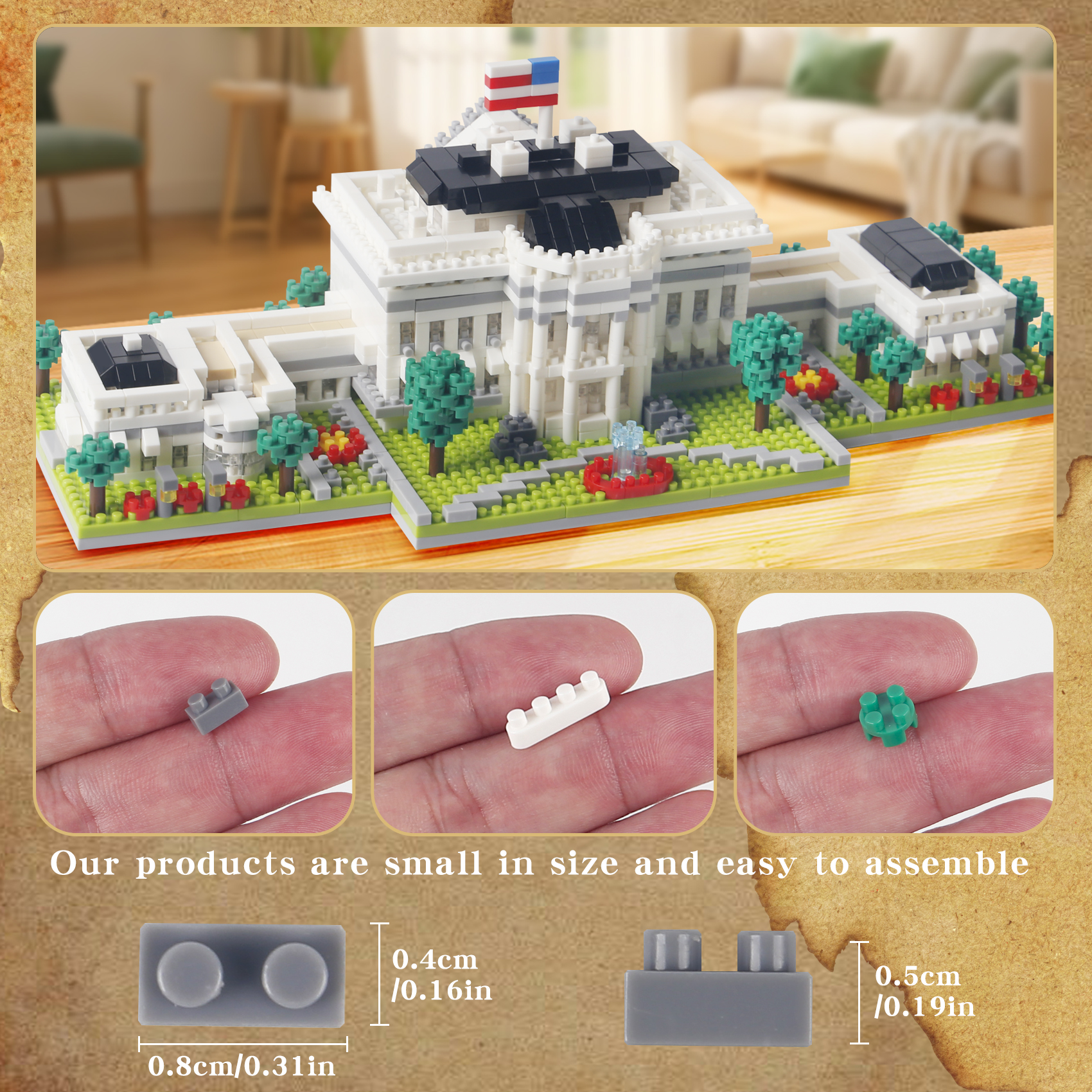 White House Micro Building Blocks KNEW BUILT Capitol City Construction US Mini Architecture Adult Children Toys Assemble Bricks