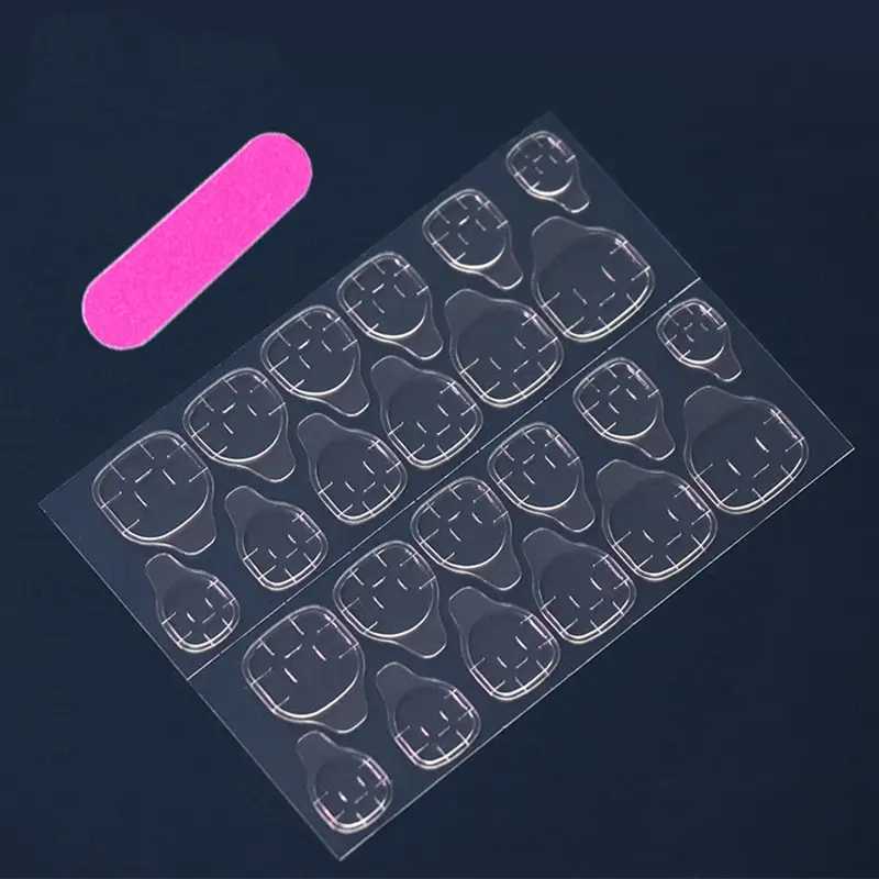 24-piece Long French Minimalist Flash Gold Nails with 1 Jelly Gel and 1 Nail FileT251118T251119