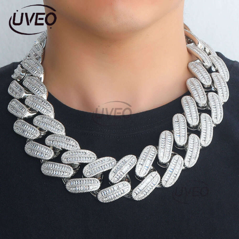 Luxury designer 40mm Cuban Chain Ice out VVS Moissanite Sterling Silver Gold Plated Men's Hip Hop Necklace with free shipping