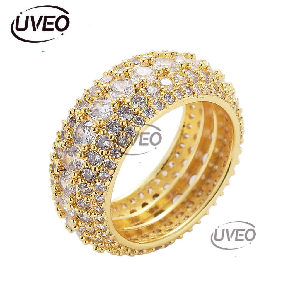 Luxury designer inlaid ice out VVS Moissanite sterling Silver Gold Plated Men's and women's Hip Hop rings Free shipping
