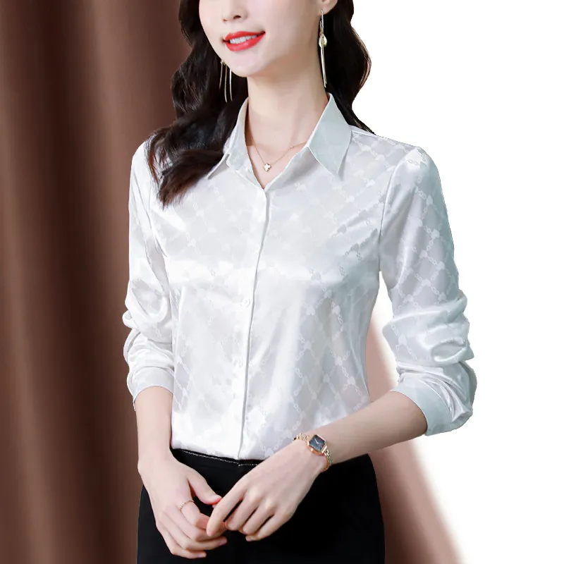 Designer Ladies Shirts Fashion Print Shirt Women Long Sleeve Shirts Women's Silk Blouses