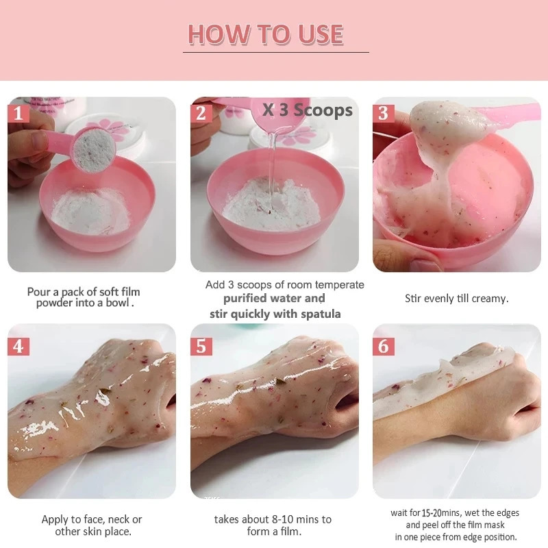 650g/200g Hydro Soft Jelly Mask Powder DIY jelly Masks Peel Off Hyaluronic Acid Facial Skin Care Rose Mask For Face 250418