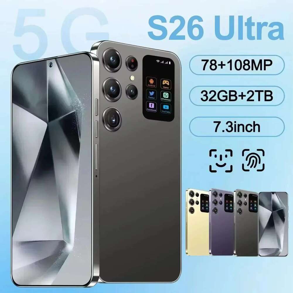 New S26 Ultra 7.3HD Mobile Phones Original Smartphone 5G Dual SIM Android 14 Cell Phone 8000mAh 108MP Global Version Cellphones