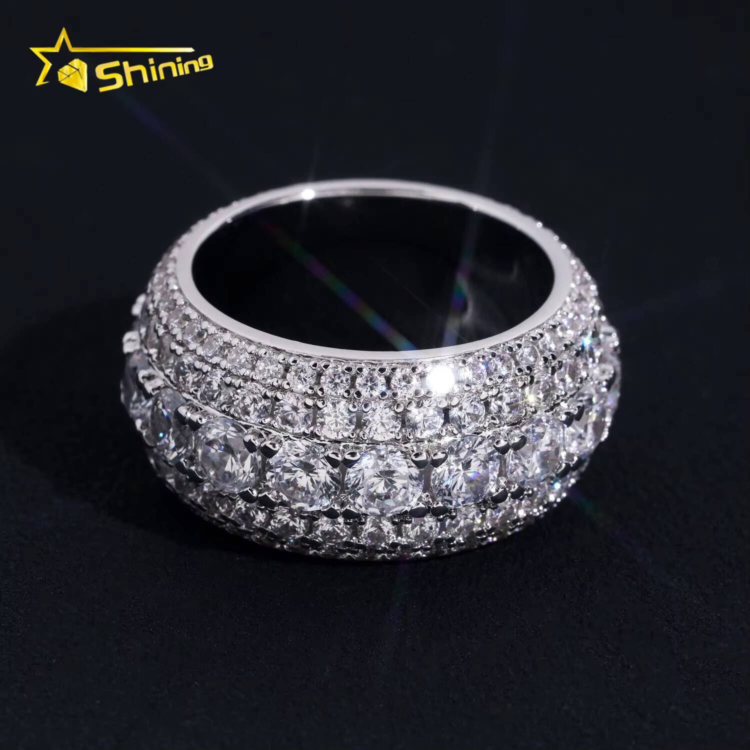 Ready to Ship Men Hip Hop Fully Iced Out CZ Diamond Ring Fashion Jewelry Rings Brass Zircon Engagement Ring