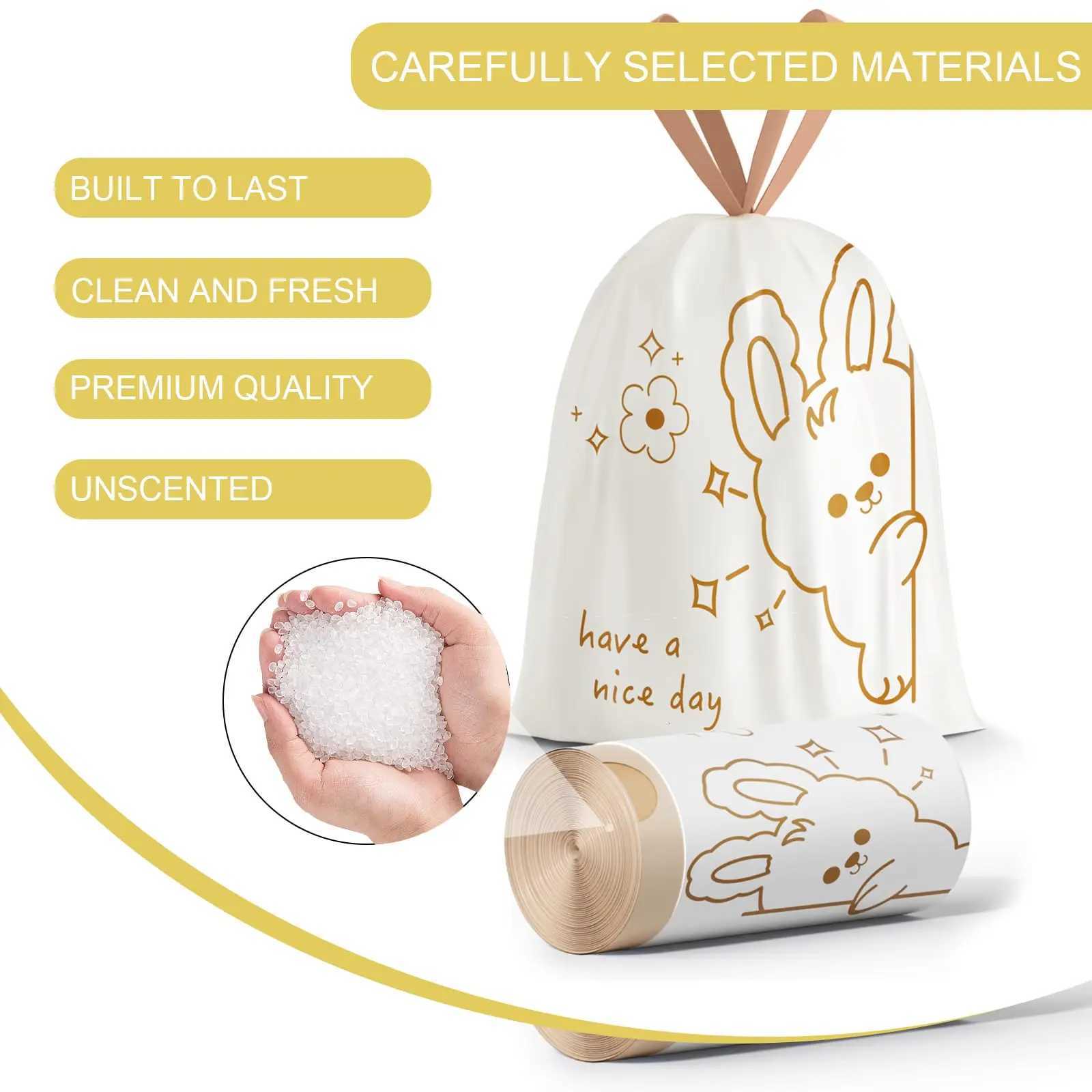 13 Gallon Drawstring Garbage Bag Household Thin Portable Leak Prevention Large Capacity Big Roll Printing Plastic Bags C251119