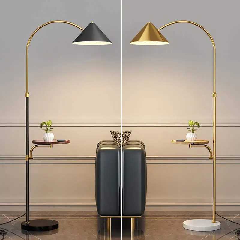 Living Room Led Floor Lamp Design Nordic Stand Light Home Decor Bedroom Bedside Sofa Lighting Fixture Fabric Lampshade Black M251119