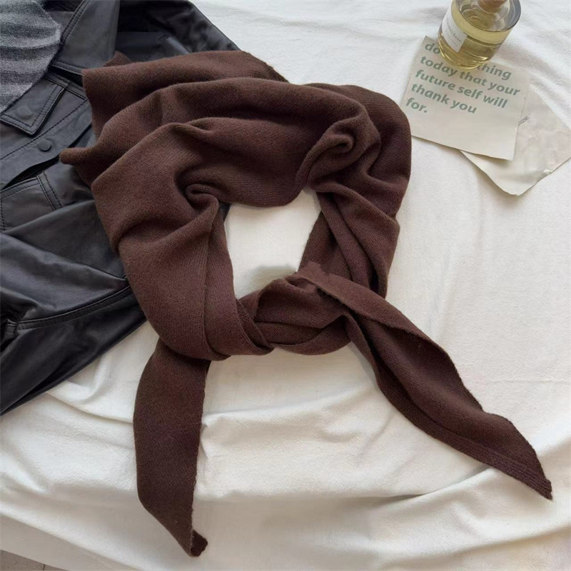 K448 Cross-border new cashmere feel triangle scarf shawl women's Korean version simple outer wear cloak warm scarf long neck