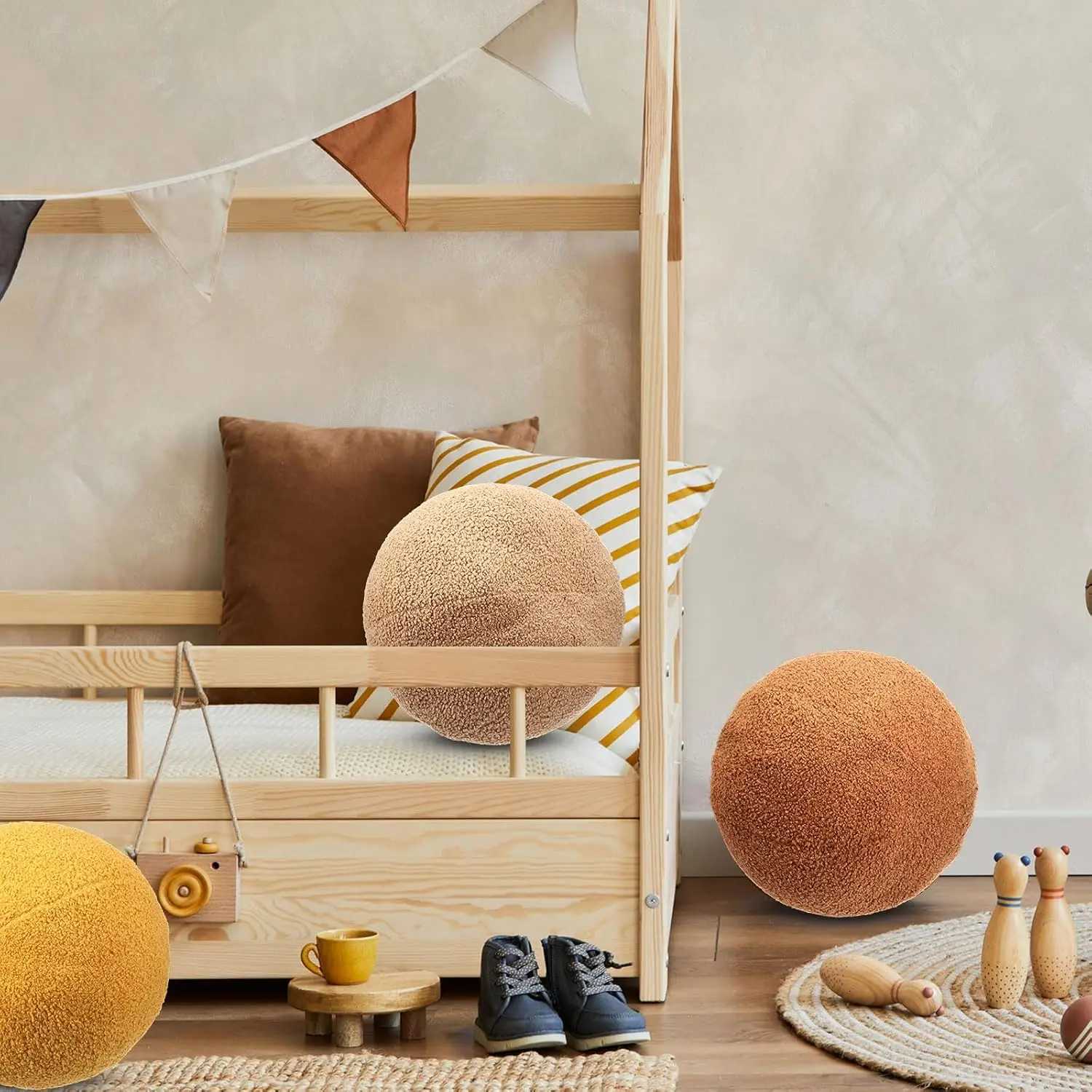 1pc Spherical Cushion Nordic StyleSoft Plush Throw Decorative Chair Cushion Living Room and BedroomM251119