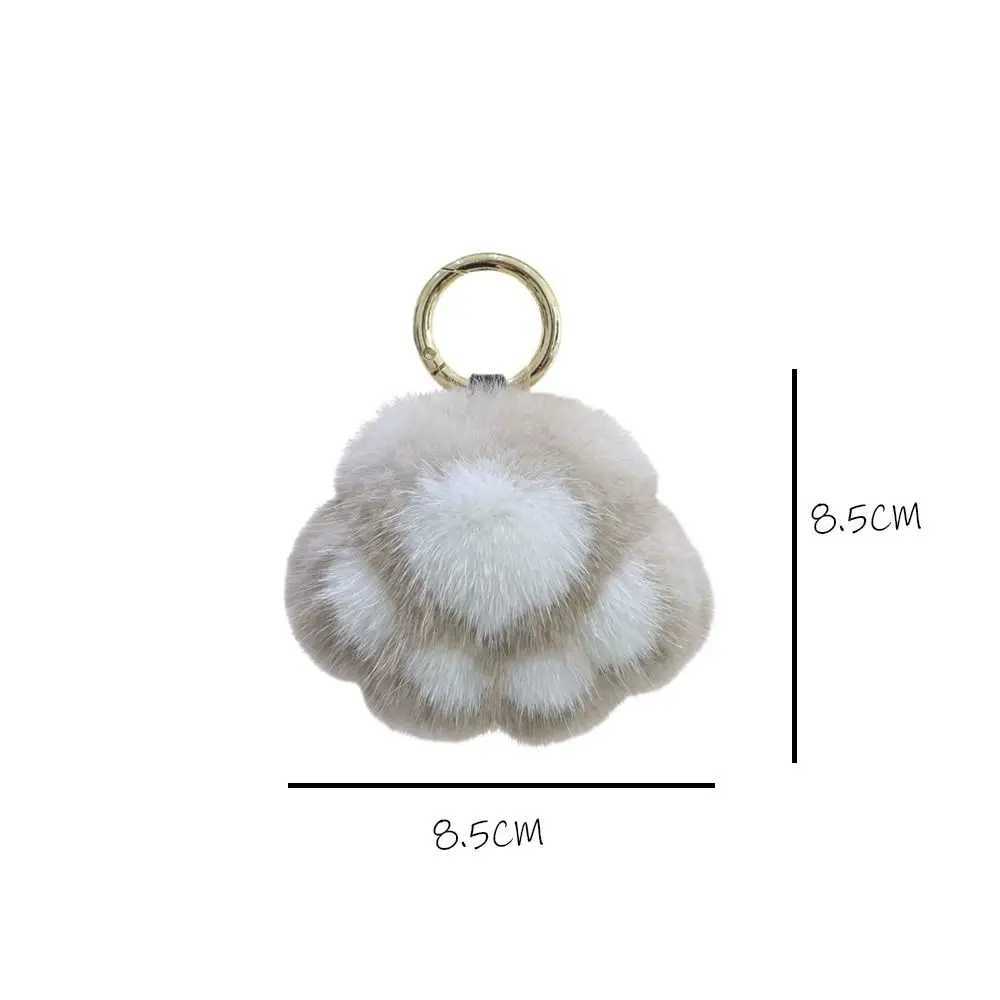 Cat paw pendant keychain Kawaii fluffy faux fur keychain stuffed toy childrens gift plush toy keychain backpack car keychain M250419