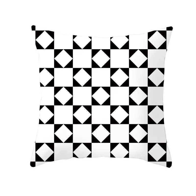 black and white checkered geometric wave stripe printed case for home living room sofa decoration polyesterM251119