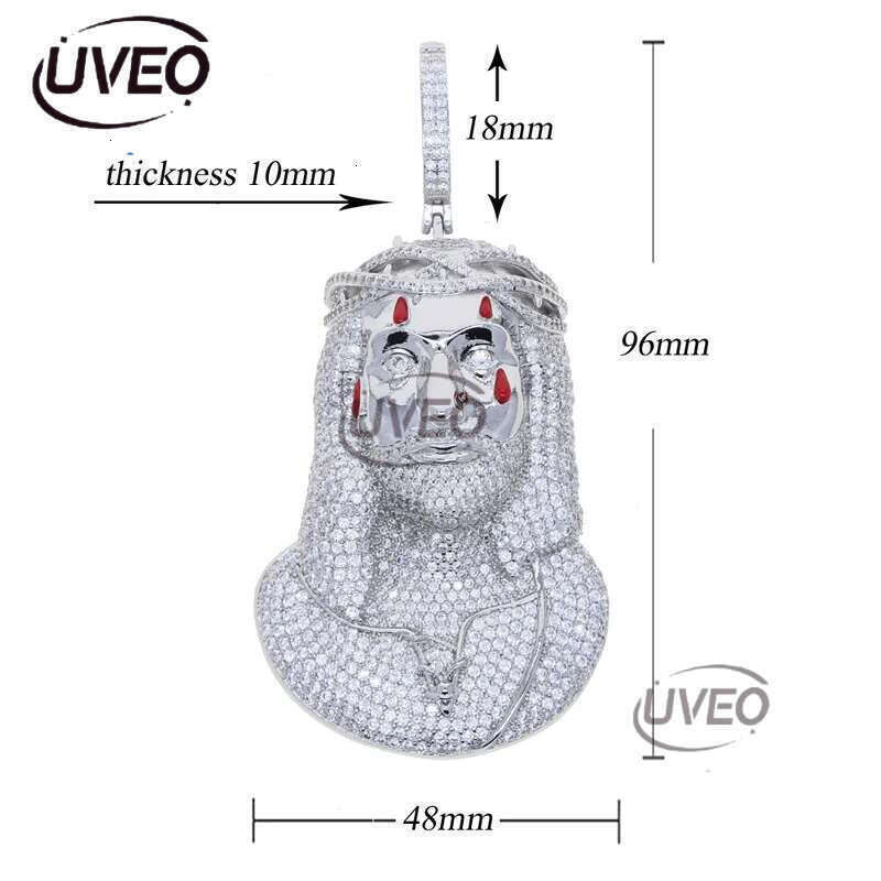 Jesus Christ Piece Head Face Pendant for Men Iced Out Bg Cz Paved Charm Necklace with Chain Hip Hop Jewelry