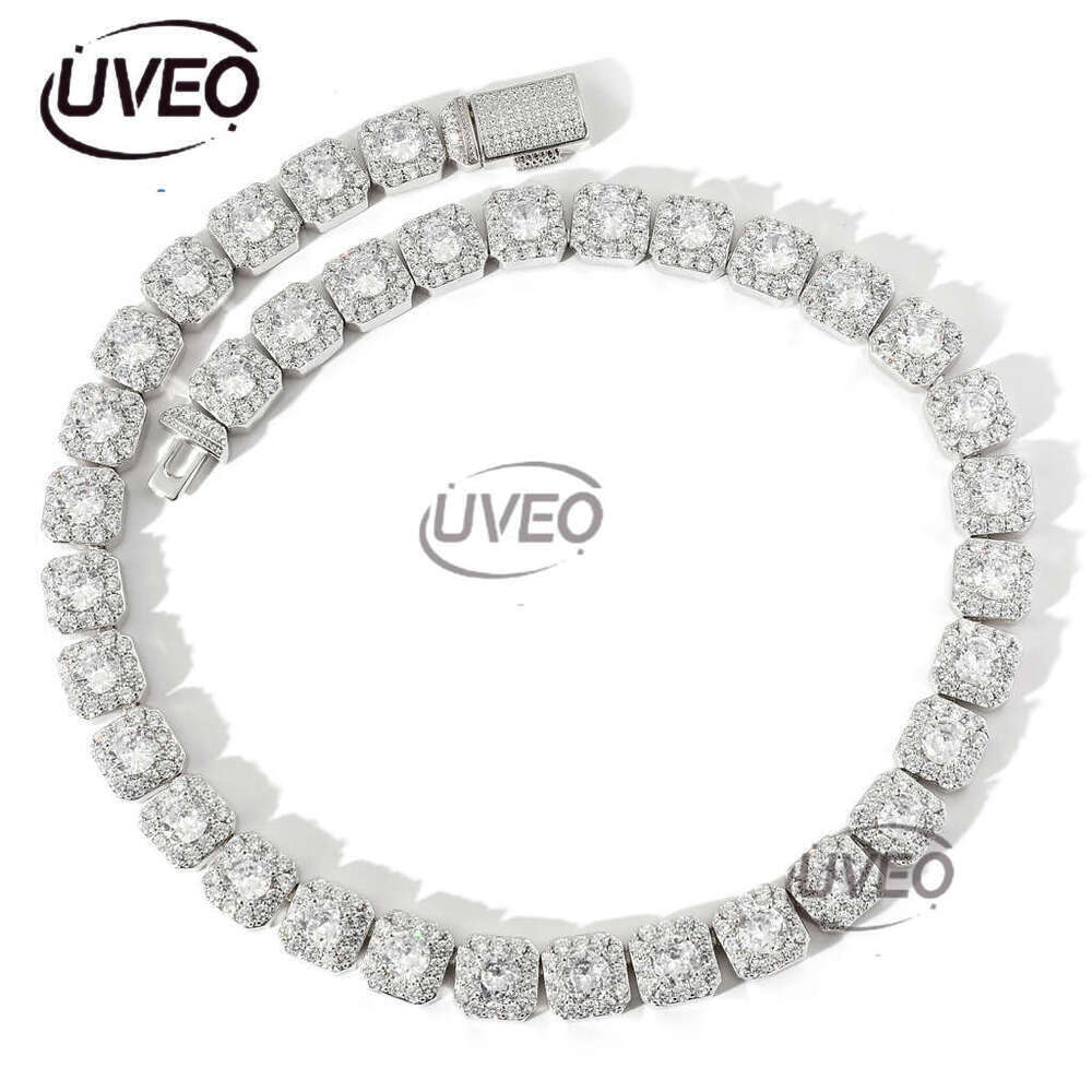 Luxury designer's new 10mm large ice out VVS Moissanite rock candy chain Men's and women's hip hop necklace bracelet Free delivery