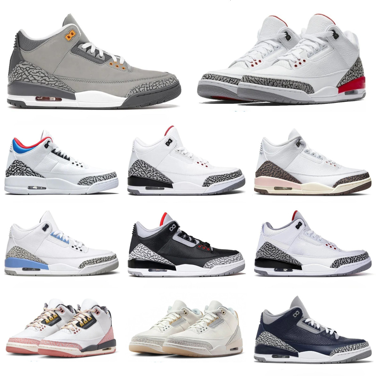 Trainers 3 J3 Basketball Shoes Jump Mans Women Retroes Black Cat White Cement 3S Cool Grey Fire Red Pure Money Outdoor Sports Lucky Green Cardinal Designer Sneakers