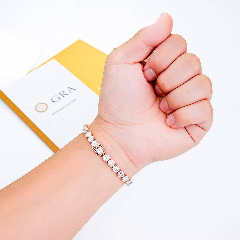 Wholesale Bulk Order Fast Delivery Luxury Women Gift 6mm Rose Gold Plated 925 Silver Mossanite Moissanite Tennis Bracelet