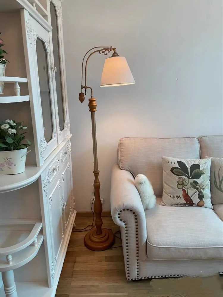 French vintage walnut floor lamp living room sofa ambiance lamp wabi sabi style bedroom bedside standing table lamp M251119