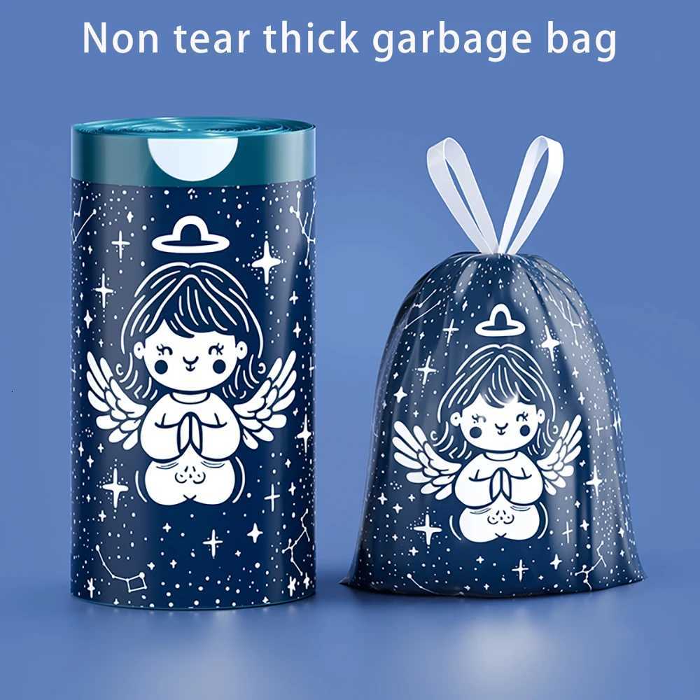Non tear drawstring garbage bag for household use handheld thickened with rope kitchen bucket pocket cleaning C251119