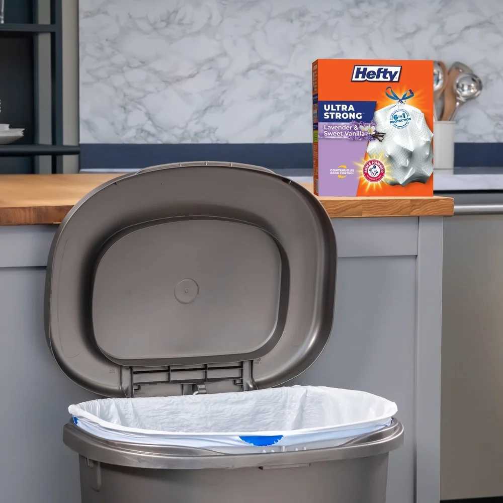 Ultra Strong 13 Gallon Trash Bags Kitchen Odor Control Lavender Sweet Vanilla Scented Drawstring Leak Proof 80 Count C251119