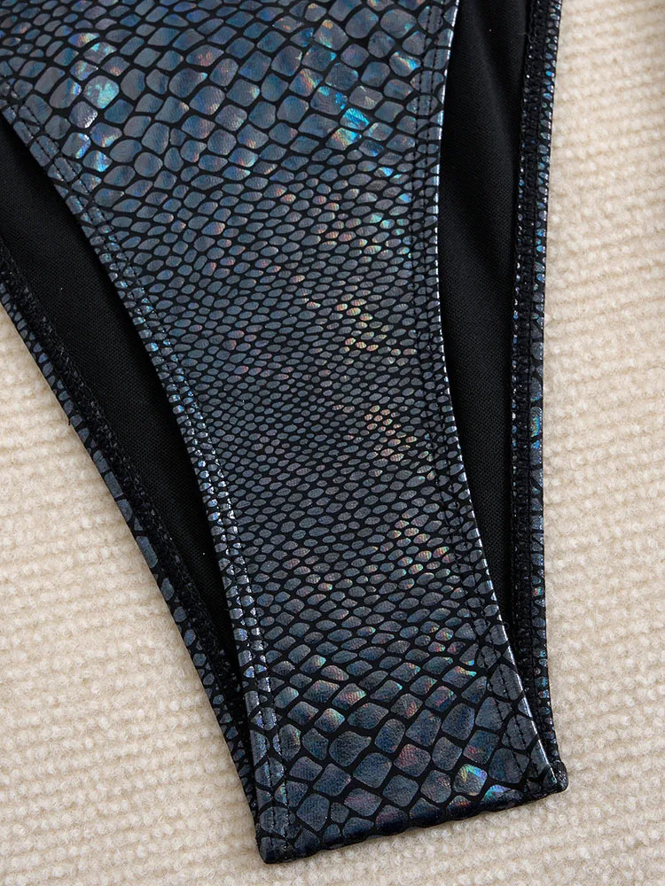 OIINAA Bikini Set Womens Sexy Swimsuit Two Piece Snake Skin Printed Womens Swimsuit No Back Summer Fashion Beach Wear 250414Z