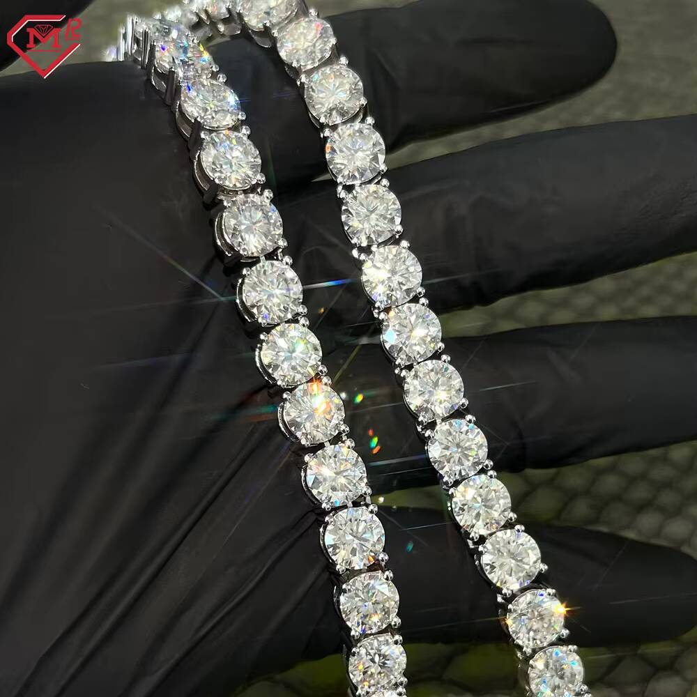 8mm Hiphop Diamond Tennis Necklace 925 Sterling Silver Vvs Iced Out Moissanite Tennis Chain